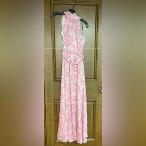 Sachin + Babi Pink and White Halter Maxi Dress